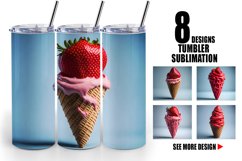 Strawberry Ice Cream | Tumbler Sublimation Wrap Product Image 1