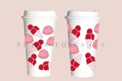 strawberry ice cream starbucks 16oz hot cup wrap svg presized template for tumbler grande suitable for cricut and silhouette
