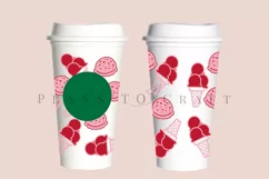 strawberry ice cream starbucks 16oz hot cup wrap svg presized template for tumbler grande suitable for cricut and silhouette
