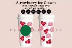 strawberry ice cream starbucks 16oz hot cup wrap svg presized template for tumbler grande suitable for cricut and silhouette