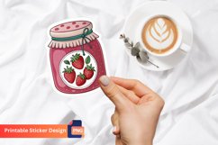 Strawberry Jam Jar Sticker, Strawberry Fruit Jar Sticker Product Image 1