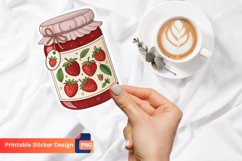 Strawberry Jam Jar Sticker, Strawberry Fruit Jar Sticker Product Image 1
