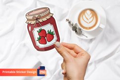 Strawberry Jam Jar Sticker, Strawberry Fruit Jar Sticker Product Image 1