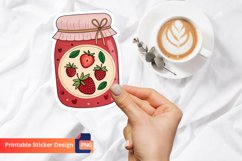 Strawberry Jam Jar Sticker, Strawberry Fruit Jar Sticker Product Image 1