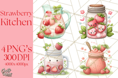 Strawberry Clipart, Kitchen Objects with Strawberries Png Product Image 1