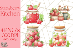 Strawberry Clipart, Kitchen Objects with Strawberries Png Product Image 1