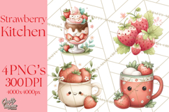 Strawberry Clipart, Kitchen Objects with Strawberries Png Product Image 1