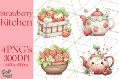 Strawberry Clipart, Kitchen Objects with Strawberries Png Product Image 1