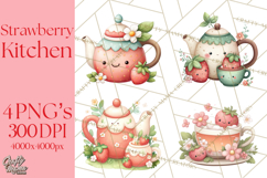 Strawberry Clipart, Kitchen Objects with Strawberries Png Product Image 1