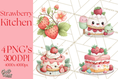Strawberry Clipart, Kitchen Objects with Strawberries Png Product Image 1