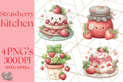 Strawberry Clipart, Kitchen Objects with Strawberries Png Product Image 1