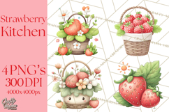 Strawberry Clipart, Kitchen Objects with Strawberries Png Product Image 1