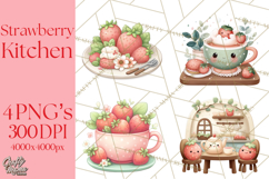 Strawberry Clipart, Kitchen Objects with Strawberries Png Product Image 1