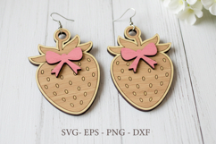 Strawberry with Bow Earrings - Laser Cut SVG Template Product Image 1