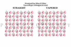 strawberry milk boba skinny tumbler sublimation design for 20oz and 30oz skinny tumbler sublimation wrap