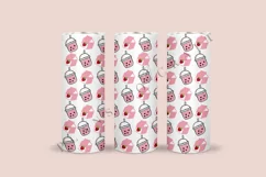 strawberry milk boba skinny tumbler sublimation design for 20oz and 30oz skinny tumbler sublimation wrap