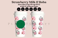 strawberry milk boba starbucks 16oz hot cup wrap svg presized template for tumbler grande suitable for cricut and silhouette