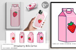 Digital Paper Strawberry Milk Carton Product Image 1
