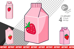 Strawberry Milk Carton Clipart Product Image 1