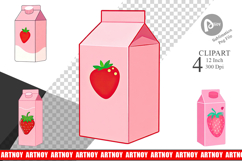 Strawberry Milk Carton Clipart Product Image 1