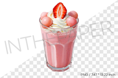 Strawberry Mochi Milkshake PNG Clipart Drink Beverage Illust Product Image 1