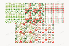 GlamArtZhanna, Strawberry paper, Strawberry pattern, Strawberries paper, Strawberries pattern, berries background, Summer paper, Summer pattern, Summer background, Farm digital paper, Farm pattern, Farm background, gingham paper, gingham pattern