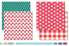 Floral and gingham digital paper collection for garden party printable projects