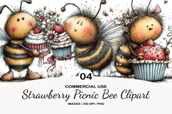 Strawberry Picnic Bee Clipart Product Image 1