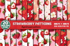 Strawberry Digital Papers Pattern Bundle PNG Product Image 1