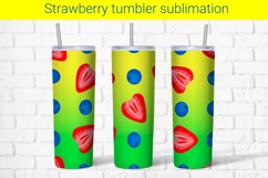 Tumbler sublimation strawberry and blueberry wrap 20 Oz Product Image 1