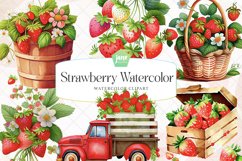 Strawberry Watercolor Sublimation Clipart Product Image 1
