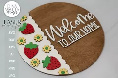 Welcome To Our Home | Strawberry Door Hanger Laser File Product Image 2
