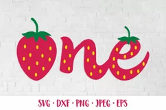 One Strawberry SVG. Baby First Birthday. 1st Birthday Party Product Image 1