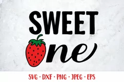 Sweet one SVG. Baby First Birthday. Strawberry 1st Birthday Product Image 1