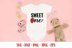 Sweet one SVG. Baby First Birthday. Strawberry 1st Birthday Product Image 2