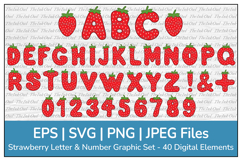 Strawberry Fruit Alphabet Letters and Numbers SVG Clipart Product Image 1