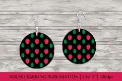 Strawberry earring sublimation. Summer round earrings PNG 12 Product Image 1