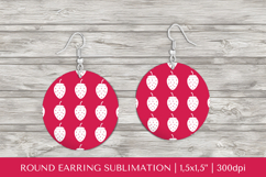 Strawberry earring sublimation. Summer round earrings PNG 14 Product Image 1