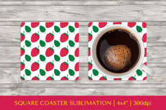 Strawberries square coaster sublimation. Summer coaster 05 Product Image 1