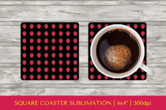 Strawberry square coaster sublimation. Summer coaster PNG 08 Product Image 1