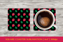 Strawberry square coaster sublimation. Summer coaster PNG 11 Product Image 1