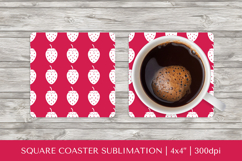Strawberry square coaster sublimation. Summer coaster PNG 14 Product Image 1