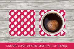 Strawberry square coaster sublimation. Summer coaster PNG 16 Product Image 1