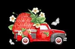 Red Truck Vintage Strawberry sublimation| Strawberry clipart Product Image 2