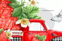 Red Truck Vintage Strawberry sublimation| Strawberry clipart Product Image 3