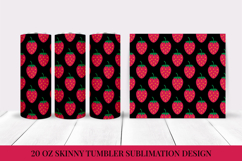Strawberries Tumbler Sublimation Wrap. Summer Tumbler PNG 09 Product Image 1