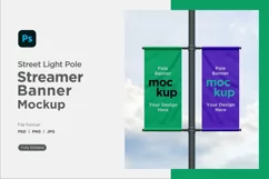 Double Pole Banner Mockup Front View V 80 Product Image 1