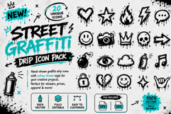 Street Graffiti Drip Icon Pack Urban Doodle Symbols Product Image 1