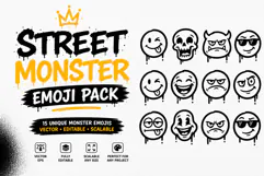 Street Monster Emoji Funky Drip Cartoon Face Vector Product Image 1