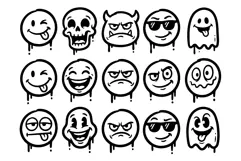 Street Monster Emoji Funky Drip Cartoon Face Vector Product Image 2